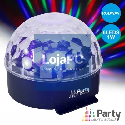 PROJETOR LUZ C/ 6 LEDS 1W RGBWAV MIC PARTY
