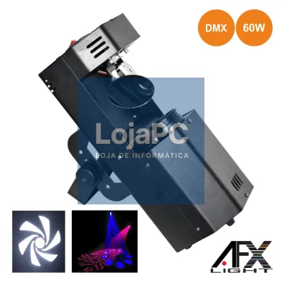 PROJETOR LUZ C/ 1 LED BRANCO 60W 2 DISCOS GOBO DMX AFXLIGHT