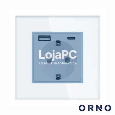 Tomada Elétrica Encastrar 1x Schuko 1x USB-A 1x USB-C ORNO