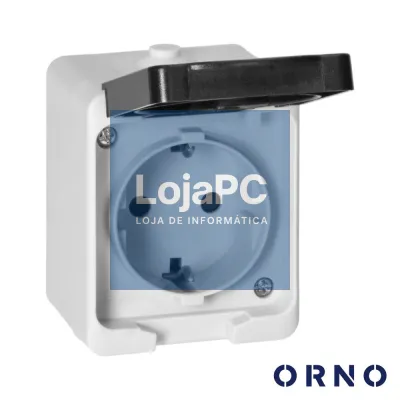 Tomada Elétrica Superfície 1x Schuko C/ Tampa IP54 ORNO