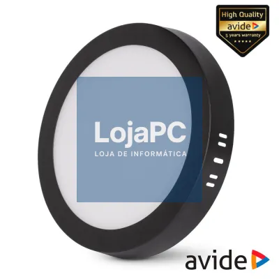 Painel Leds Redondo Superfície 18W 231mm CCT Preto AVIDE