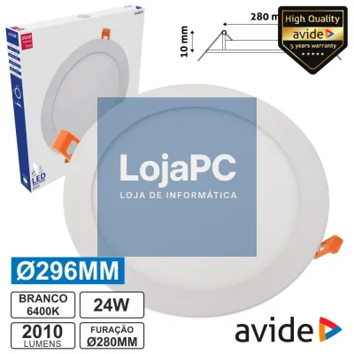 PAINEL LEDS REDONDO 24W 296MM 6400K 2010LM AVIDE