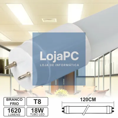 LÂMPADA TUBULAR 18W 120CM LEDS T8 BRANCO FRIO 1620LM