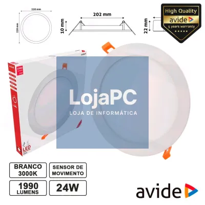 PAINEL LEDS REDONDO 24W 296MM 3000K 1990LM AVIDE
