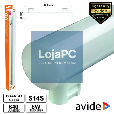LÂMPADA TUBULAR 8W 50CM LEDS S14s 4000K 640LM AVIDE