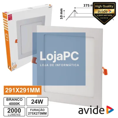 PAINEL LEDS QUADRADO 24W 291MM 4000K 2000LM AVIDE