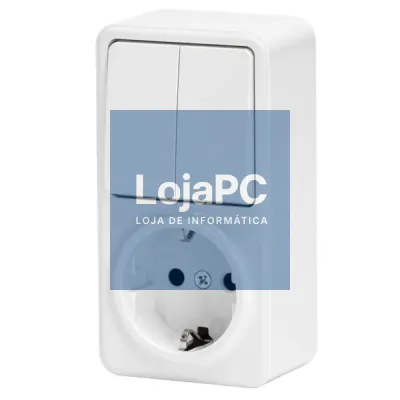Tomada Elétrica 1x Schuko C/ Comutador Duplo Superfície