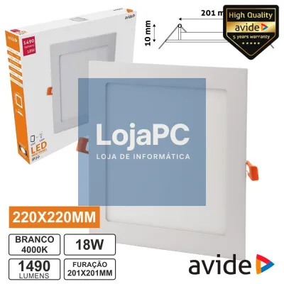 PAINEL LEDS QUADRADO 18W 220MM 4000K 1490LM AVIDE