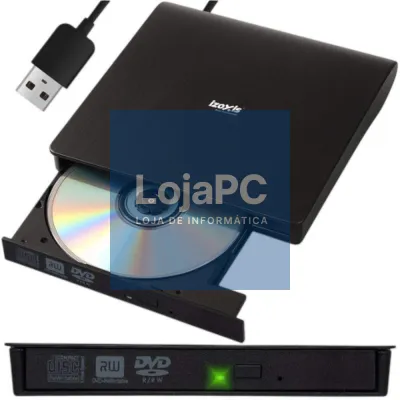Leitor Cd/Cd-RW/Dvd Externo USB 3.0 Preto