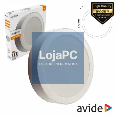Painel LEDS Redondo Superfície 18W 170mm 4000K 1820lm AVIDE