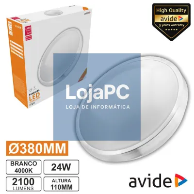 Aplique LED Redondo Teto 24W 380mm 4000K 2100lm AVIDE