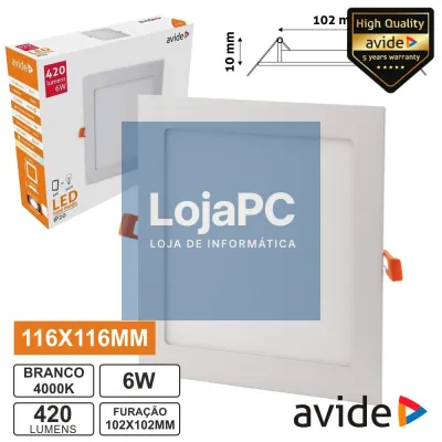 PAINEL LEDS QUADRADO 6W 116MM 4000K 420LM AVIDE