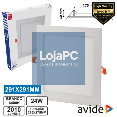PAINEL LEDS QUADRADO 24W 291MM 6400K 2010LM AVIDE