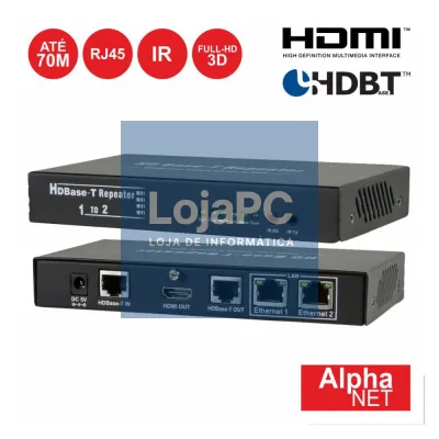 RECEPTOR HDMI RJ45 HDBaseT IR 70M FUNÇÃO REPETIDOR ALPHANET