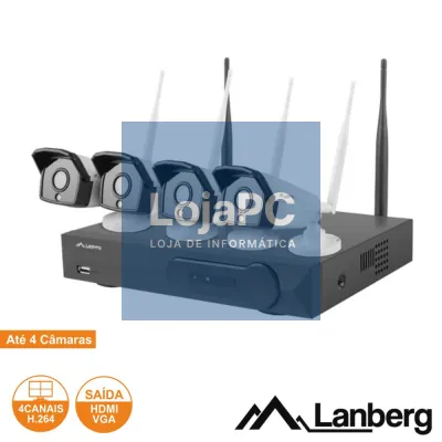 Pack Vigilância 4 Câmaras IP66 NVR WIFI c/Acessórios LANBERG