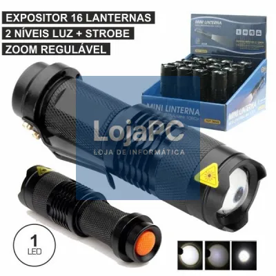 EXPOSITOR 16 LANTERNAS 1 SUPER LED 3W ZOOM REGULÁVEL