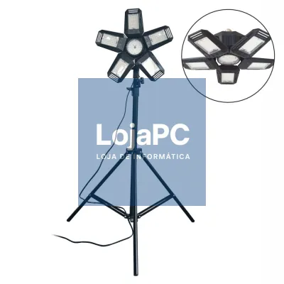 Foco LED C/ 5 Paineis Ajustáveis 55W 6500K IP20 C/ Tripé