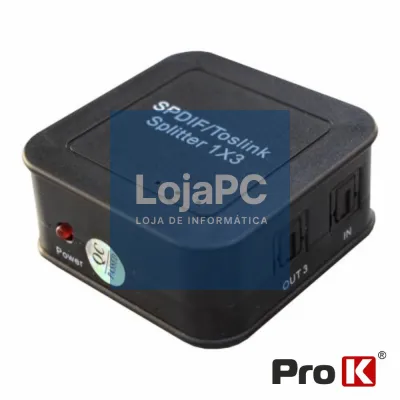 Distribuidor Toslink 1 Entrada 3 Saídas PROK