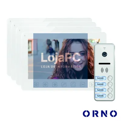 Vídeo Porteiro C/ 4 Lcd 7" Cores LEDS Branco ORNO