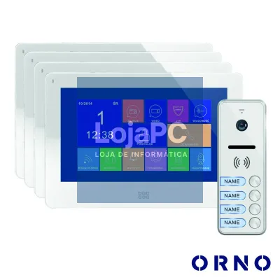 Vídeo Porteiro C/ 4 Lcd 7" Cores LEDS Branco ORNO