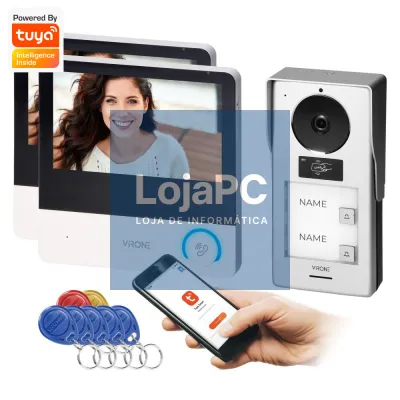 Vídeo Porteiro C/ 2 Monitores 7" Tátil C/ RFID TUYA VIRONE