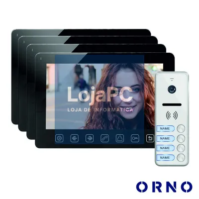 Vídeo Porteiro C/ 4 Lcd 7" Cores LEDS Preto ORNO