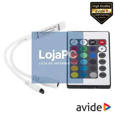Controlador P/ Fita LEDS RGB 12V C/ Comando AVIDE