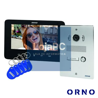 Vídeo Porteiro C/ Lcd 7" Cores E Leitor RFID LEDS Preto ORNO