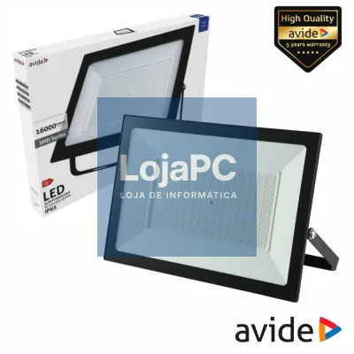 Foco LED 200W 230V 6400K 16000lm Preto IP65 AVIDE