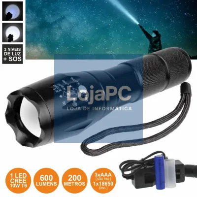 LANTERNA C/ 1 LED XPE 10W 5 NÍVEIS LUZ ZOOM 600LM WELL