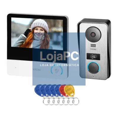 Vídeo Porteiro C/ Lcd 7" Cores LEDS IR RFID Preto VIRONE
