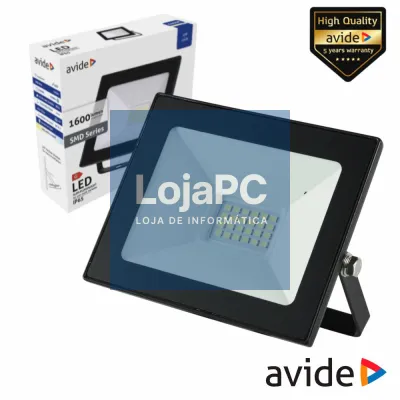 Foco LED 20W 230V 6400K 1600lm Preto AVIDE
