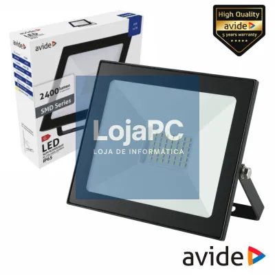Foco LED 30W 230V 6400K 2400lm Preto Avide