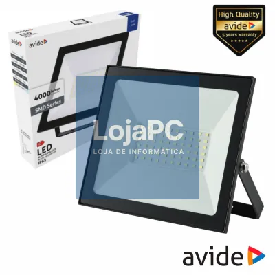 Foco LED 50W 230V 6400K 4000lm Preto Avide
