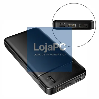 Powerbank 10000mAh C/ Ficha Micro USB / USB-C E 2USB-A