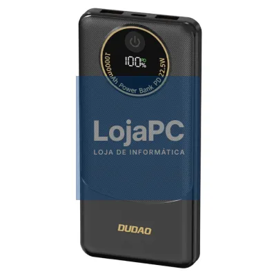 Powerbank 10000mAh C/ 2xUSB-A 1xUSB-C 22.5W Preto