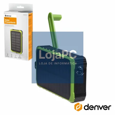 Powerbank 10000mAh c/ Dínamo/Painel Solar 2x USB-A 1x USB-C