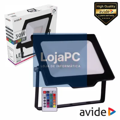 Foco LED 30W 230V RGB 1160lm IP65 C/ Comando AVIDE