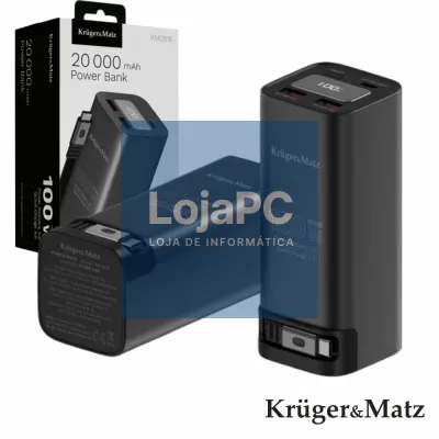 Powerbank 20000mAh 100W QC PD C/ Cabo USB-C/ 2xUSB-A /1xUSBC