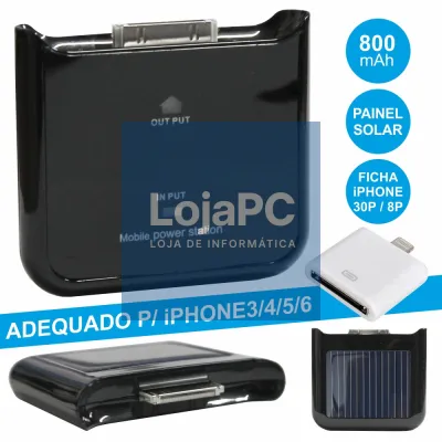 POWERBANK 800MA C/ PAINEL SOLAR P/ IPHONE3/4/5/6
