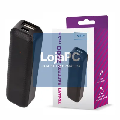 Powerbank 2600mAh C/ Ficha Micro USB Preto SETTY