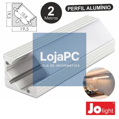 PERFIL DE ALUMÍNIO P/ FITA LEDS 2M DE CANTO JOLIGHT