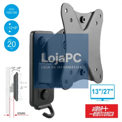 SUPORTE LCD/LED 13/27" +8º/-12º VESA 100/100 20KG ALPHA