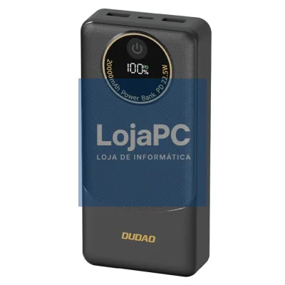 Powerbank 20000mAh C/ 2xUSB-A 1xUSB-C 22.5W Preto