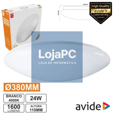 PAINEL LED REDONDO APLIQUE 24W 380MM 4000K 2100LM AVIDE