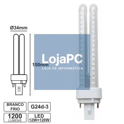 LÂMPADA G24 12W=120W 230V LED BRANCO FRIO 1200LM