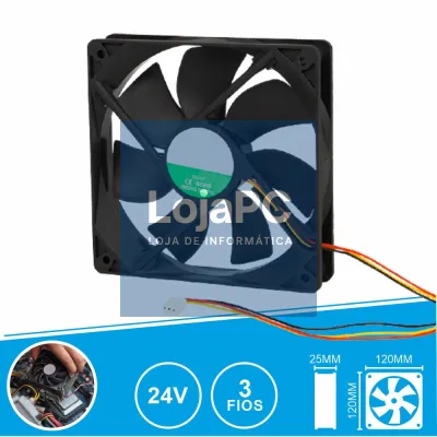 Ventoinha 24V 120x120x25mm 3 Fios