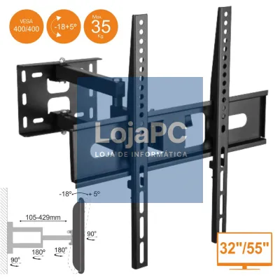 SUPORTE LCD/LED 32/55" C/ 2 BRAÇOS VESA 400/400 35KG