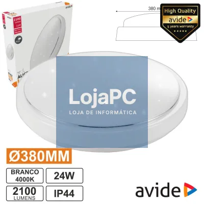 Painel LED Redondo Aplique 24W 380mm 4000k 2100lm AVIDE