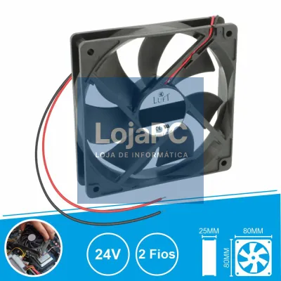 Ventoinha 24V 80x80x25mm 2 Fios KLD024PP080CBWH LUFT
